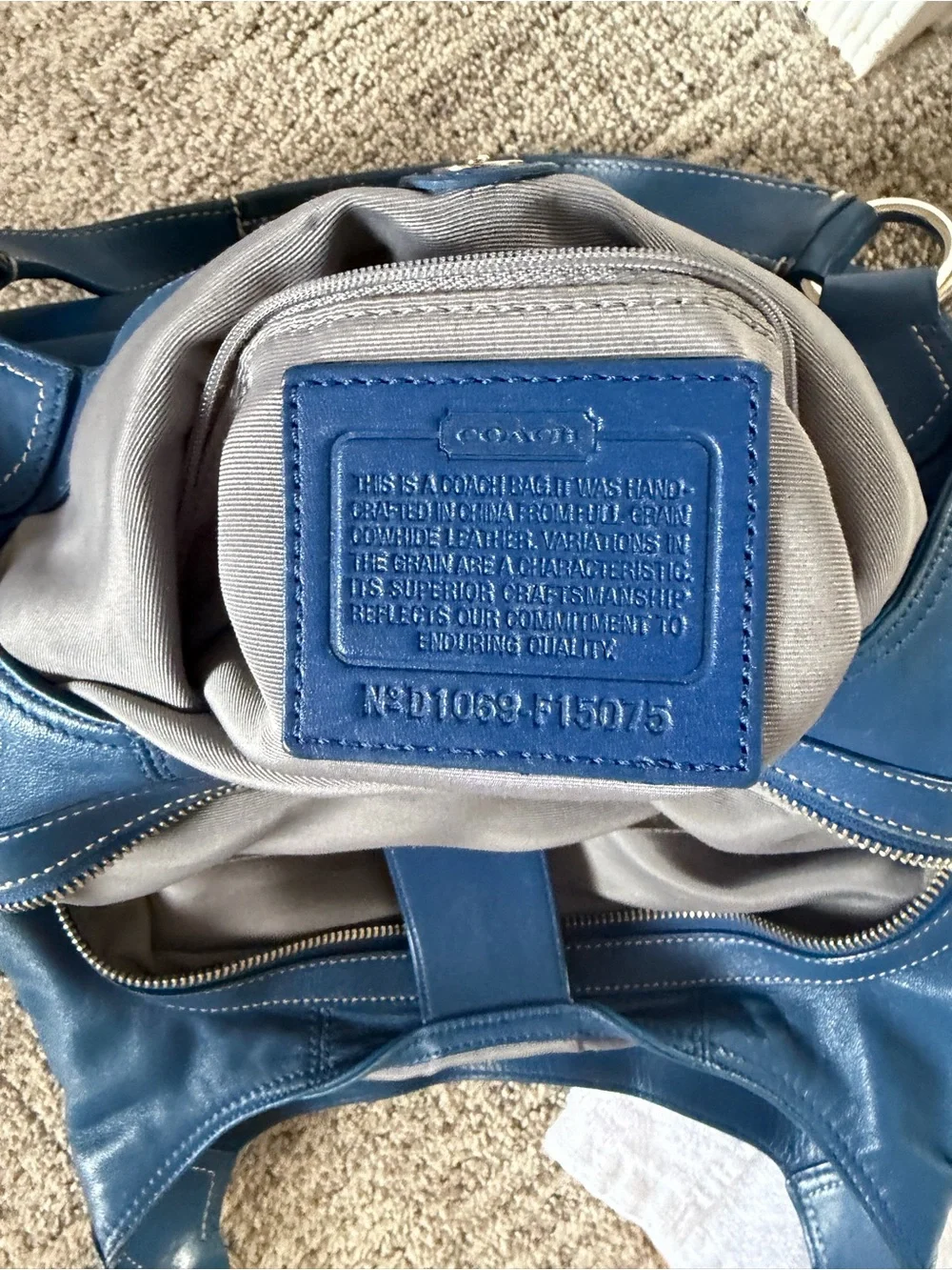 Coach Soho Pleated Leather Lynn Large Hobo Blue F15075